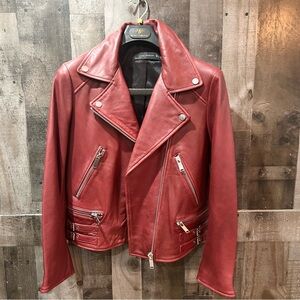 Red Leather Biker Jacket